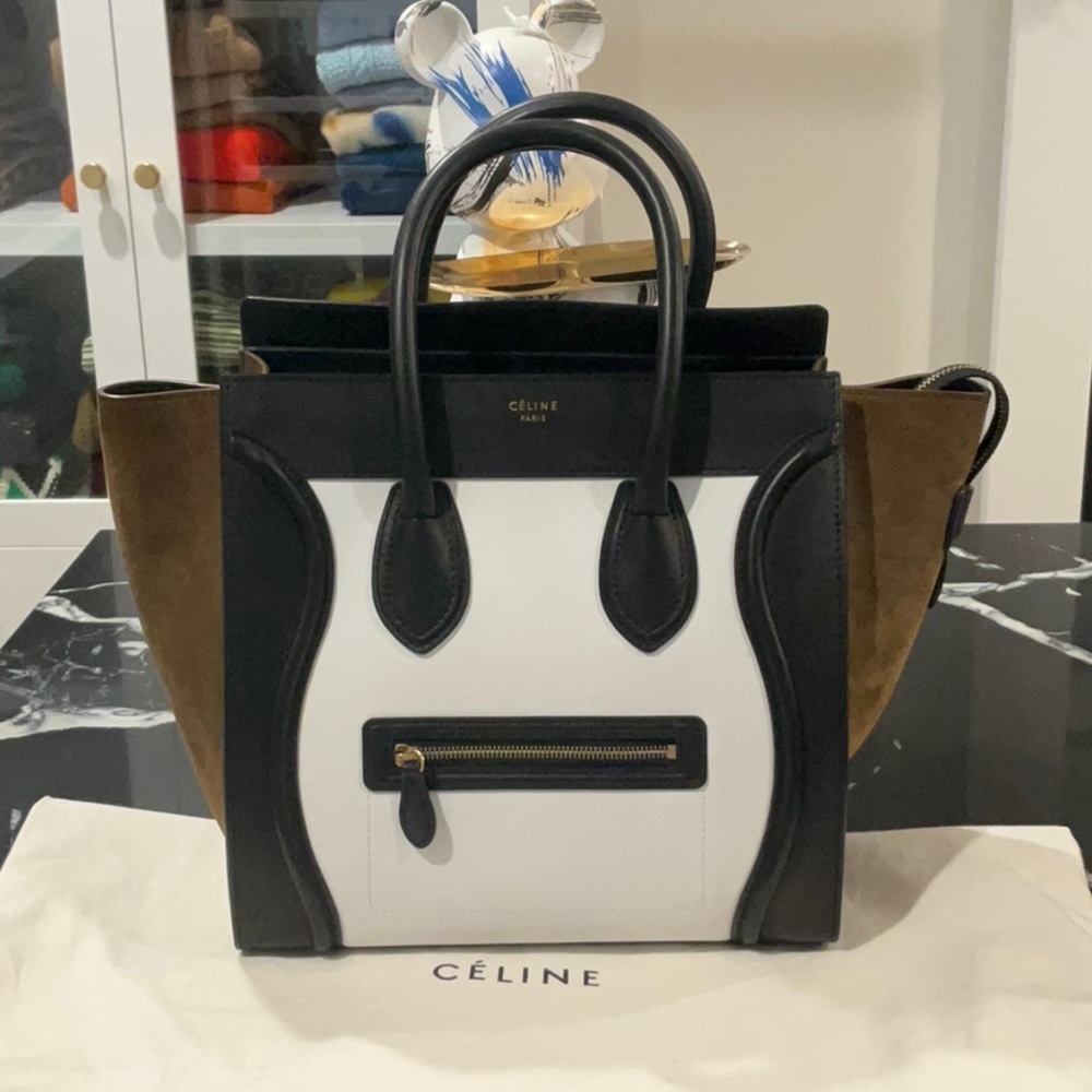 Celine Mini Tricolor Tote Smooth Leather w/Suede